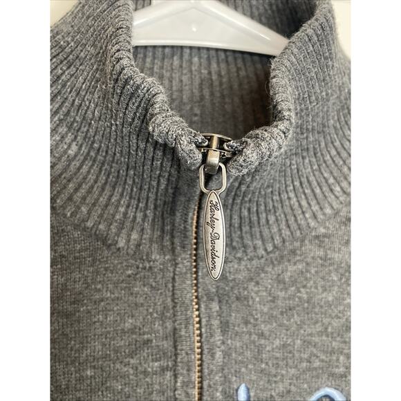 Harley Davidson Women's 1/4 Zip Gray Sweater Sz XL Cotton Motorcycles Logo Biker - Picture 7 of 12